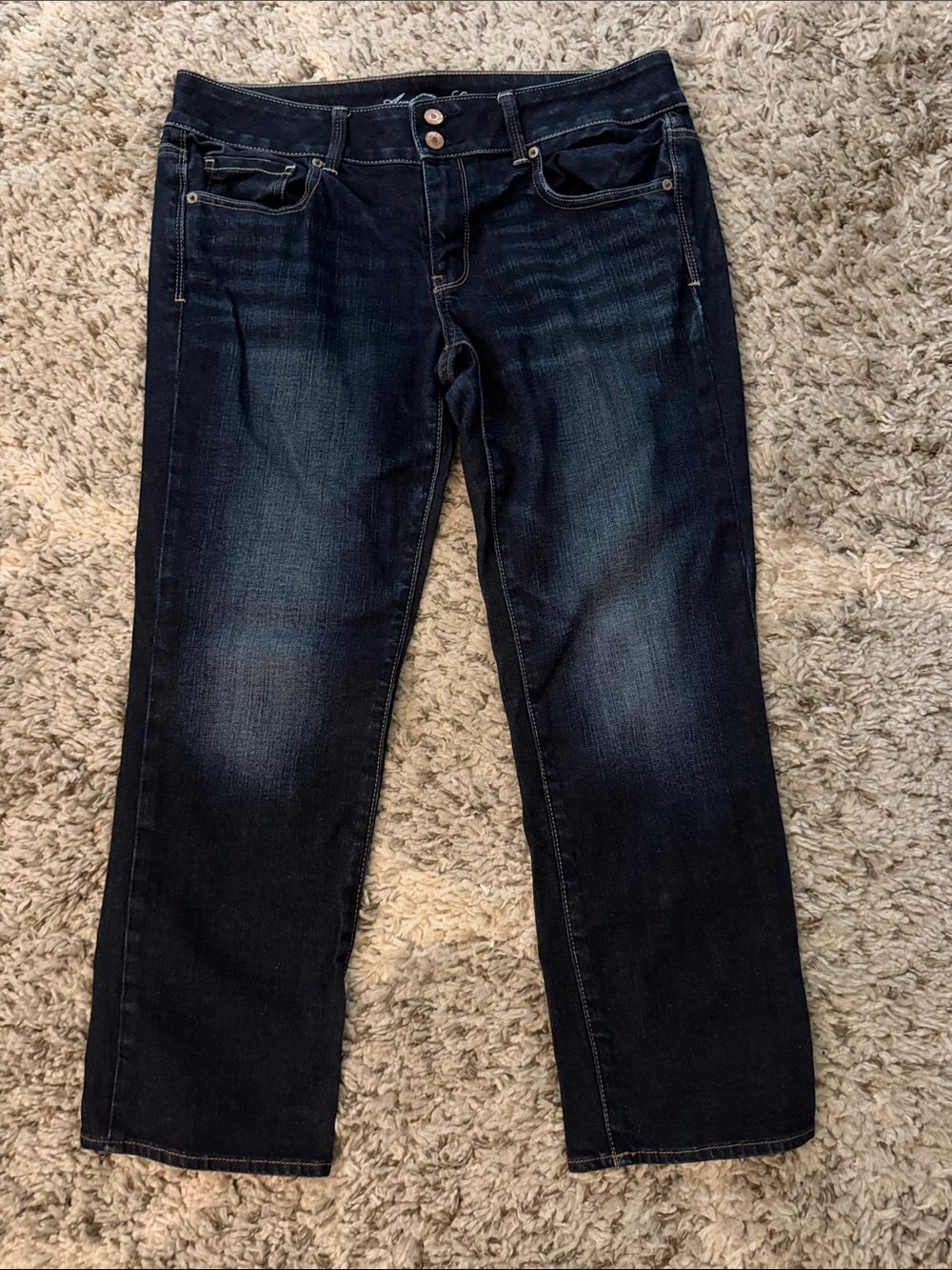 American Eagle Outfitters Dark Indigo Straight-Leg Women's Jeans